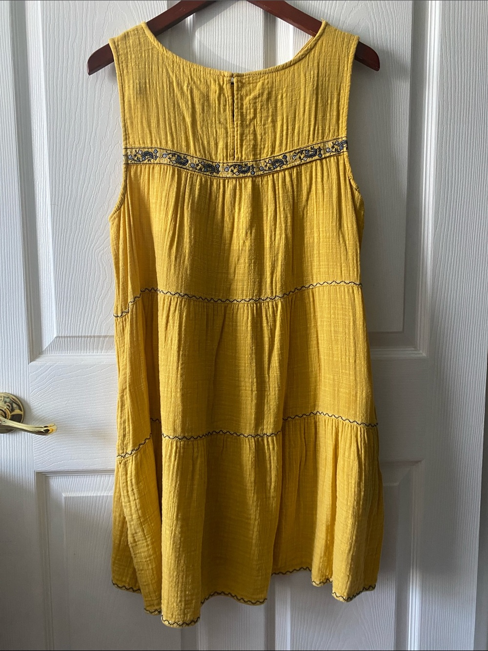 Max Studio Embroidered Mustard Yellow Boho Sleeveless Sun Dress 100% Cotton - Picture 4 of 9